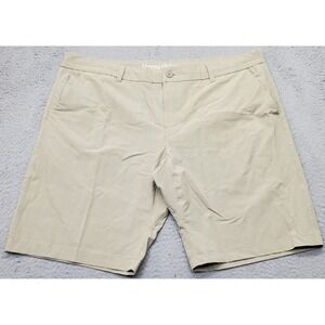 Hang Ten Chino Shorts Mens 40 Tan Self Plaid Casual Lightweight Performance